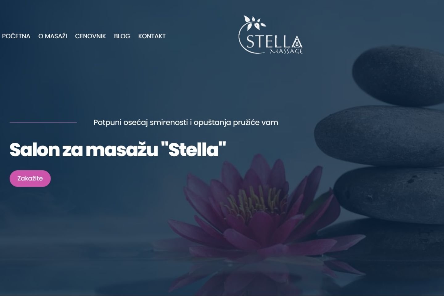 Početna stranica sajta mog prvog klijenta, salona za masažu "Stella".
